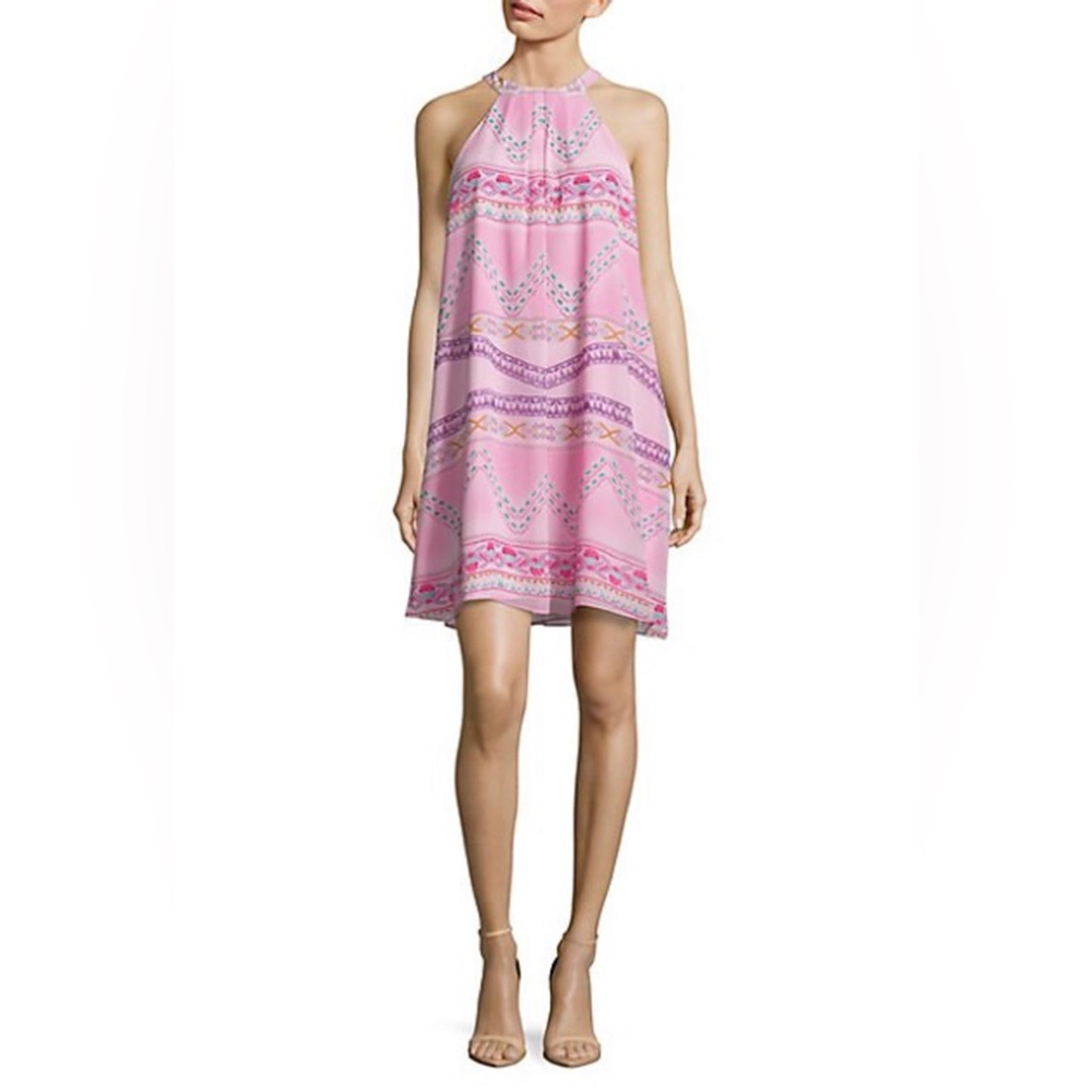 NWT👗BIANCA A-LINE HALTERNECK DRESS IN FRESCO PINK BY CECE CYNTHIA STEFFE